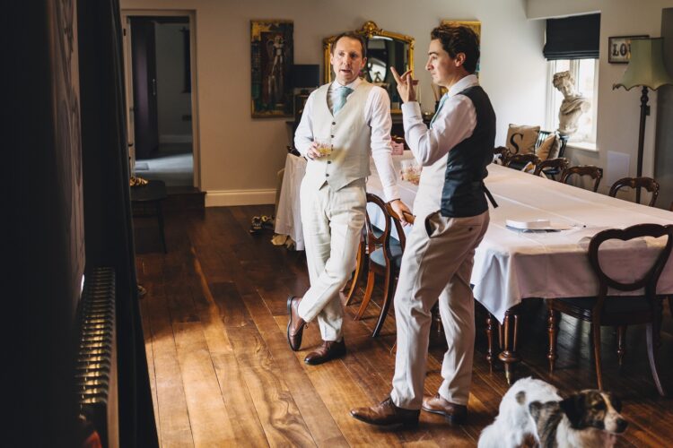groom getting ready at Shucknall Court wedding venue