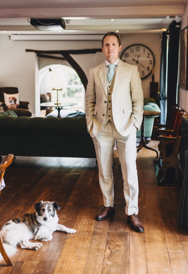 groom getting ready at Shucknall Court wedding venue