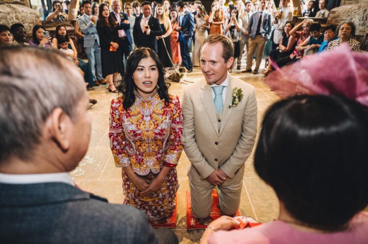 Chinese tea ceremony at Shucknall Court luxury herefordshire wedding venue