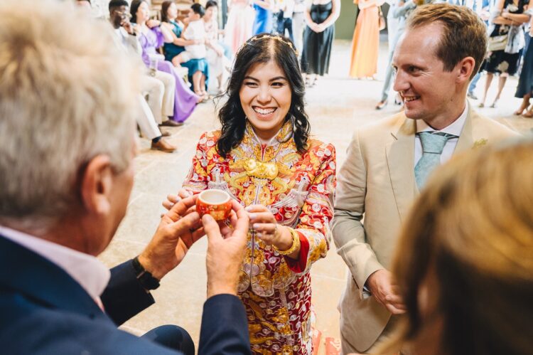 Chinese tea ceremony at Shucknall Court luxury herefordshire wedding venue