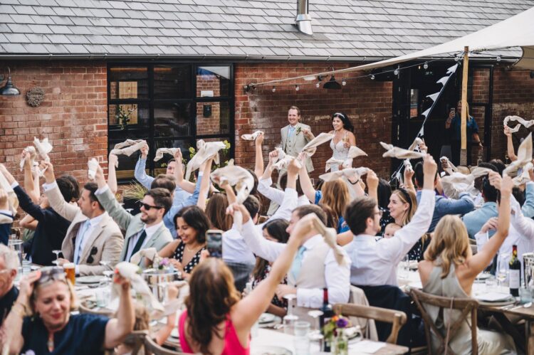 wedding breakfast and the speeches at Shucknall Court luxury herefordshire wedding venue