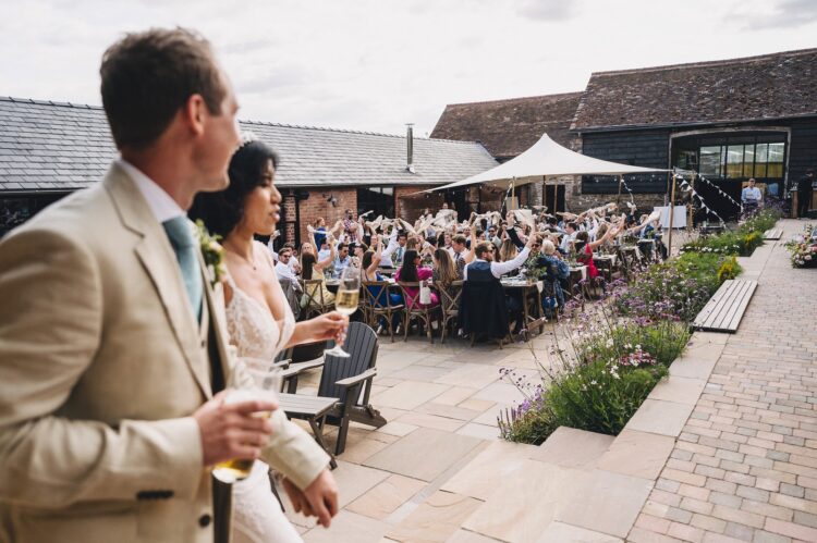 wedding breakfast and the speeches at Shucknall Court luxury herefordshire wedding venue