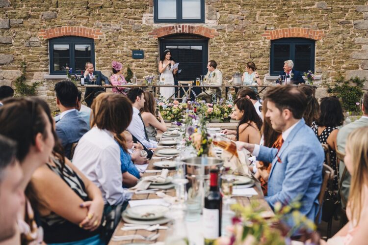 wedding breakfast and the speeches at Shucknall Court luxury herefordshire wedding venue