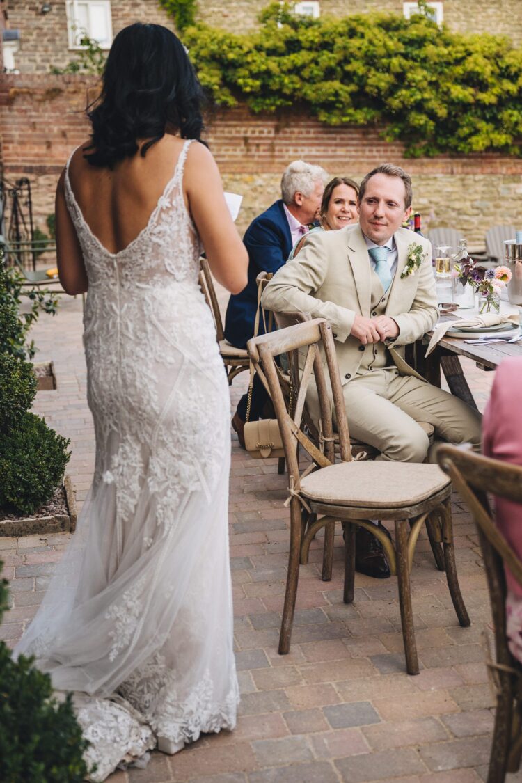 wedding breakfast and the speeches at Shucknall Court luxury herefordshire wedding venue