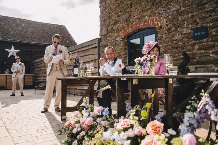wedding breakfast and the speeches at Shucknall Court luxury herefordshire wedding venue