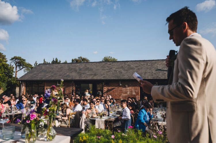wedding breakfast and the speeches at Shucknall Court luxury herefordshire wedding venue