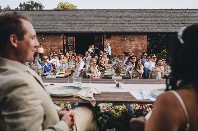wedding breakfast and the speeches at Shucknall Court luxury herefordshire wedding venue