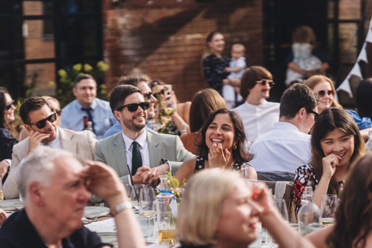 wedding breakfast and the speeches at Shucknall Court luxury herefordshire wedding venue