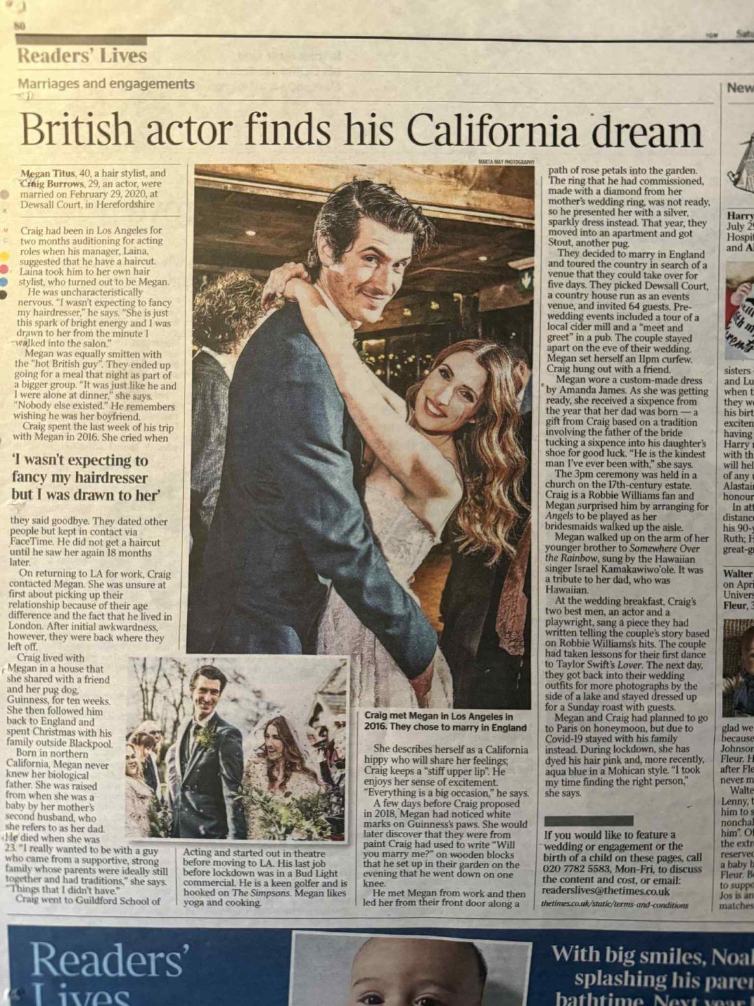 AI About: Marta May Photography (THE MAYS), a photo of the couple married at Dewsall Court whose wedding we have photographed, published by The Times