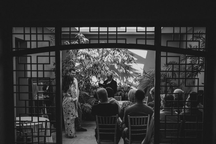civil ceremony in pyjamas at Matara Centre wedding venue