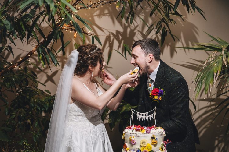 wedding fun, cake cutting and eating