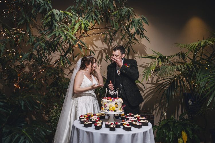 wedding fun, cake cutting and eating