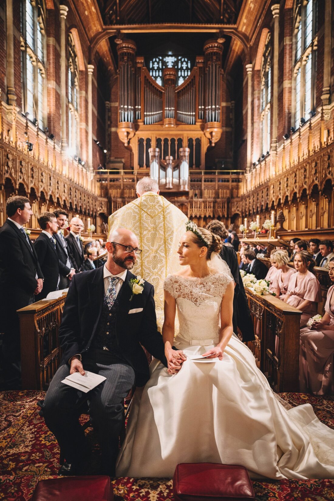 just married at Selwyn College Chapel, Cambridge wedding photographer