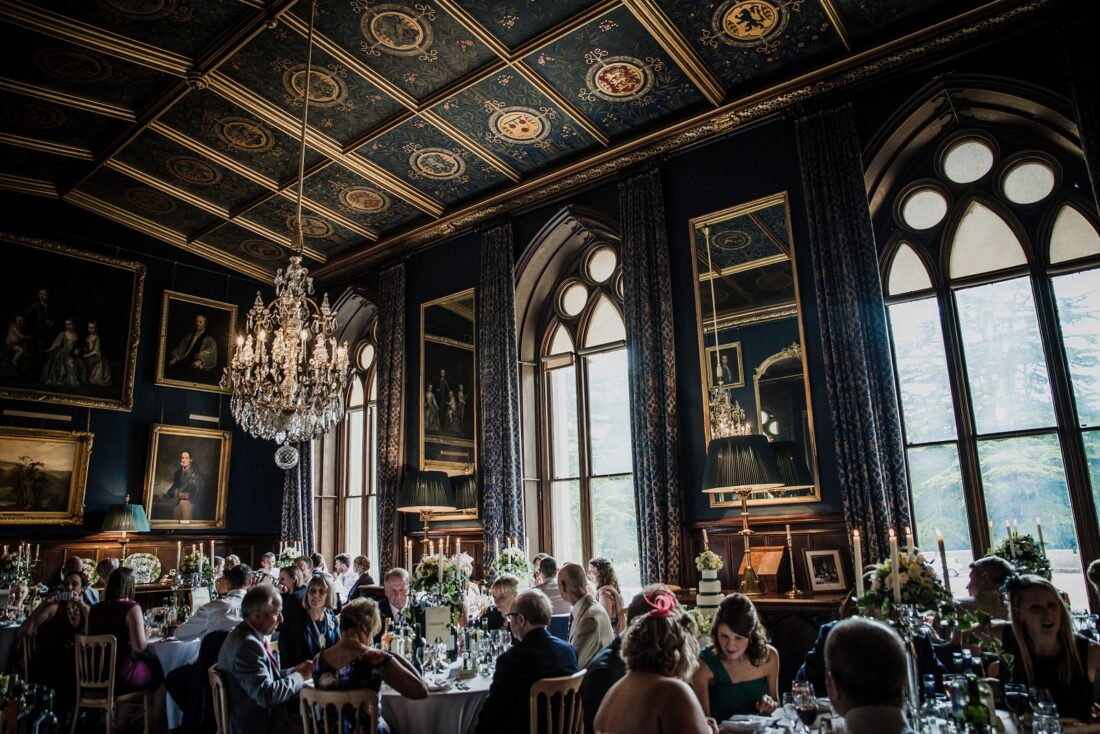 wedding breakfast at Eastnor Castle, Eastnor Castle wedding photographer