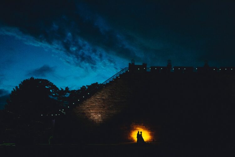 blue hour portraits at warwick castle, warwick castle wedding photographer