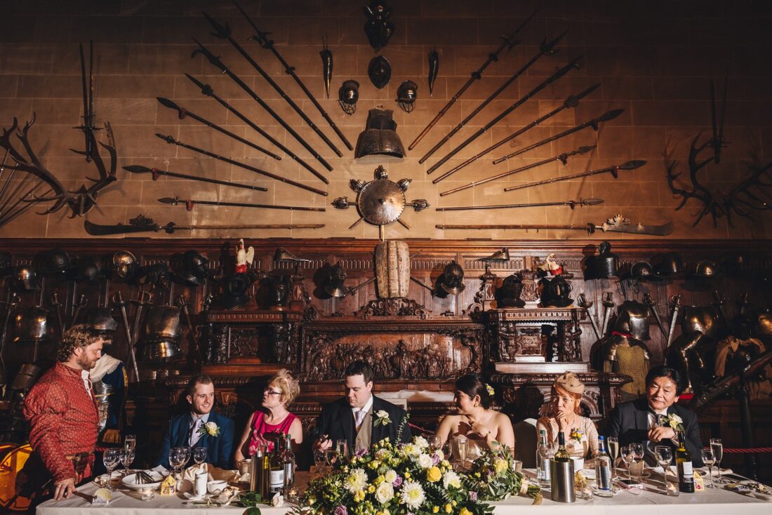 wedding breakfast at Warwick Castle, Warwick Castle wedding photographer