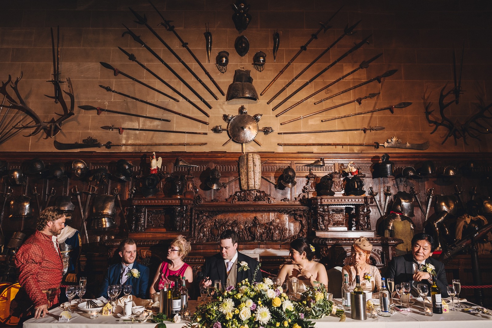 wedding breakfast at Warwick Castle, Warwick Castle wedding photographer