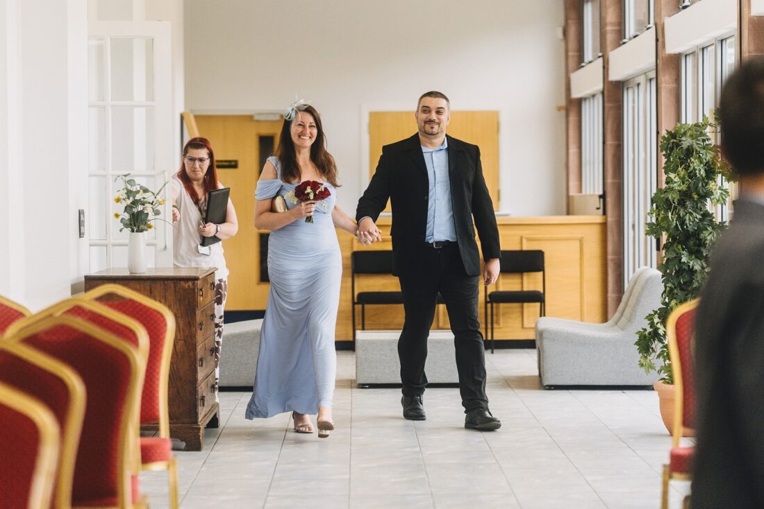 couple enters the conservatory - new hereford register office wedding photography
