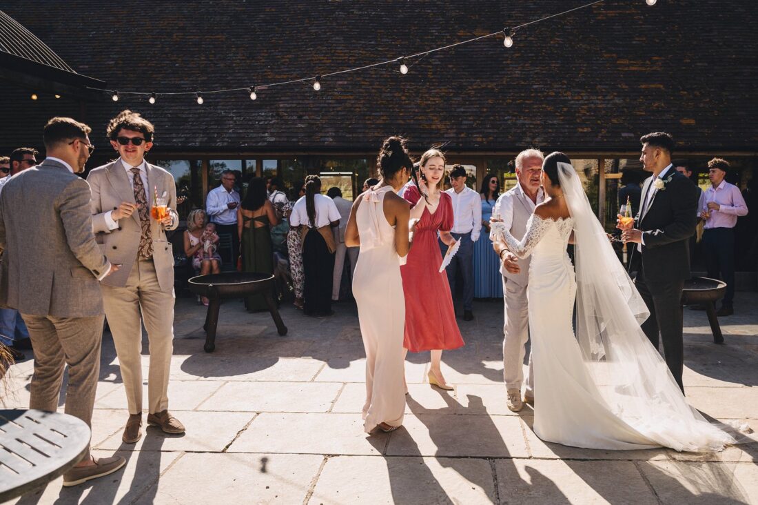 reception drinks at the old gore barn