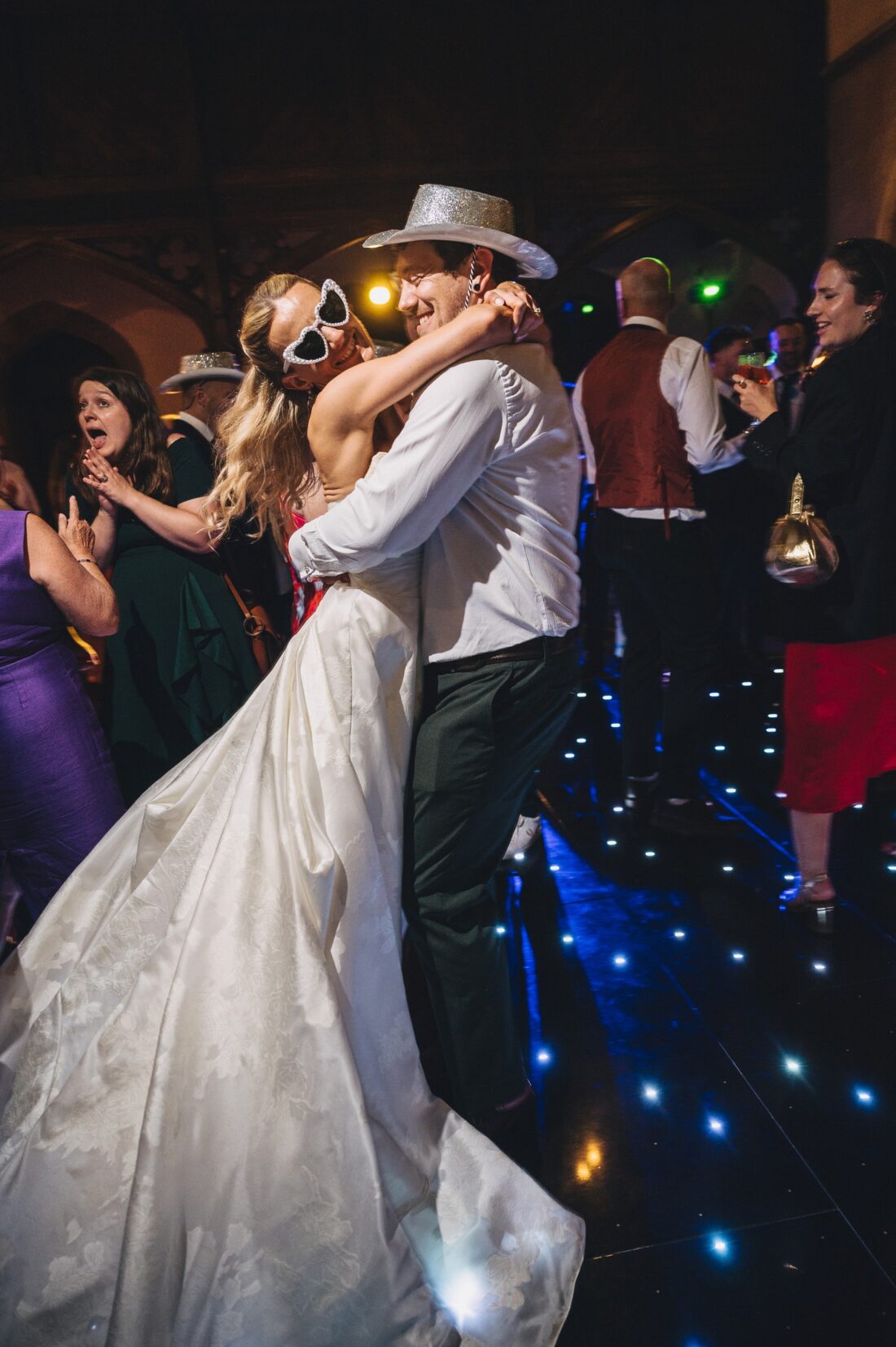 bride and groom enjoying the dance floor at St Audries Park